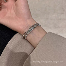 Brazalete de acero de titanio de doble capa shangjie OEM con brazalete de tenis de acero inoxidable con amuleto